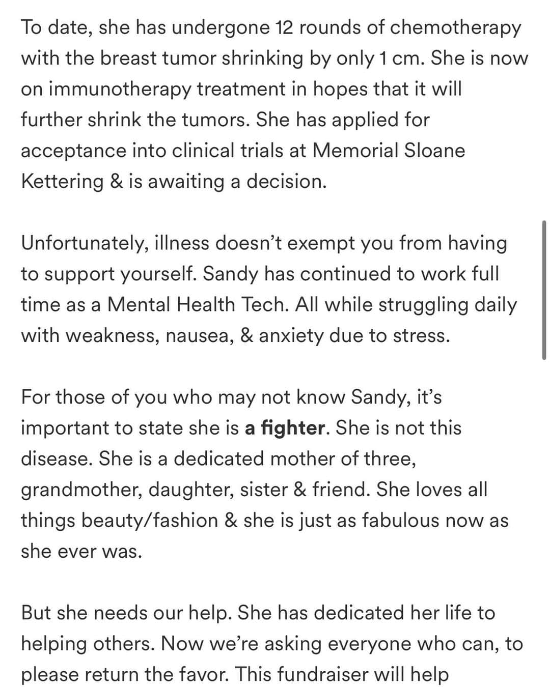 ジェセニア・バイスさんのインスタグラム写真 - (ジェセニア・バイスInstagram)「An old colleague & friend of mine reached out last night @mss_determined and I’m happy she did! Sandy, is a beautiful person both in and out. She’s always been a fighter & is fighting the biggest fight she’s ever had to. Her strength is admirable as is her perseverance. Please take the time to read her G0FUNDME & make even the “smallest” of donations. Maybe sacrifice that cup of coffee tomorrow? Or please share her story w the link 🫶🏽✨ Every selfish act helps this beautiful soul.   #fuckcancer #cancerfighter #stage4breastcancer」6月3日 0時11分 - iamjessenia