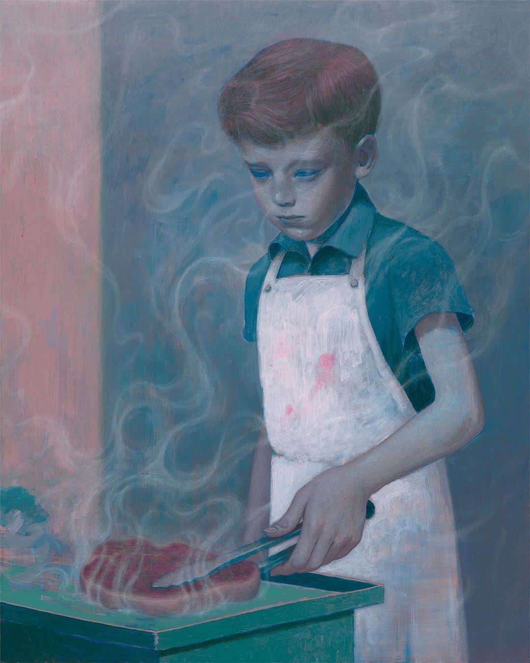 ジェームス・ジーンのインスタグラム：「Sear. Acrylic on Canvas, 36 x 48”, 2023. 🥩🔮」