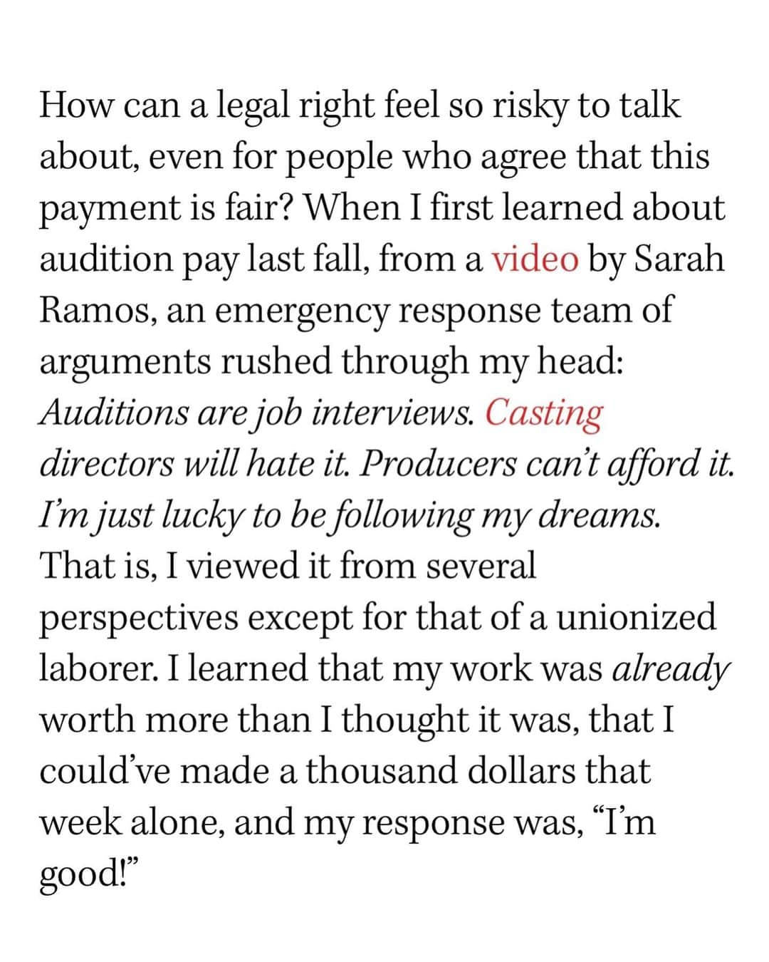 タヴィ・ゲヴィンソンさんのインスタグラム写真 - (タヴィ・ゲヴィンソンInstagram)「Audition pay is in the @sagaftra contract but most performers don’t know about it! So I wrote this for @hollywoodreporter using what I’ve learned as a founding volunteer of @auditionsarework. I tried to distill our amazing group’s work over many months and to understand why it’s somehow radical for actors to talk about their owed wages. Link in bio to read in full ☀️ Thank you @vanessalchester @teeocho @iamtelesmar @carynwestsfa for refining these points with me 💛 join us Thursdays on zoom for @auditionsarework office hours 😃」6月3日 1時18分 - tavitulle