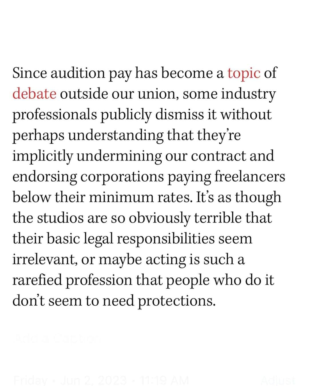 タヴィ・ゲヴィンソンさんのインスタグラム写真 - (タヴィ・ゲヴィンソンInstagram)「Audition pay is in the @sagaftra contract but most performers don’t know about it! So I wrote this for @hollywoodreporter using what I’ve learned as a founding volunteer of @auditionsarework. I tried to distill our amazing group’s work over many months and to understand why it’s somehow radical for actors to talk about their owed wages. Link in bio to read in full ☀️ Thank you @vanessalchester @teeocho @iamtelesmar @carynwestsfa for refining these points with me 💛 join us Thursdays on zoom for @auditionsarework office hours 😃」6月3日 1時18分 - tavitulle