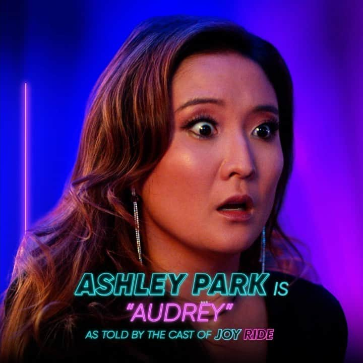 アシュレイ・パークのインスタグラム：「live, love, laugh your ass off. 🎢🌟🍸 Audrey girlbosses into #JoyRideMovie only in theaters July 7」