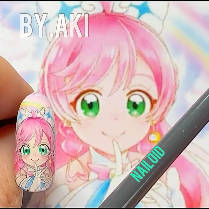 上野明子のインスタグラム：「キュアプリズム🌟近ましろ🩷ましろん  歴代プリキュアさん達でも 中々のツボ♡なる可愛さ✨ あ、個人的なものです。ハイ😆  #プリキュア  #キュアプリズム  #prettycure  #purikyua  #mashiro   #痛ネイル  #ネイル #anime#manga#NAIL#ジェルネイル#福岡#福岡市#全てジェルネイル#手描きネイル#all.gel#ネイリスト#キャラネイル#네일#gel甲#美甲#clou#مسمار#paku #uña」