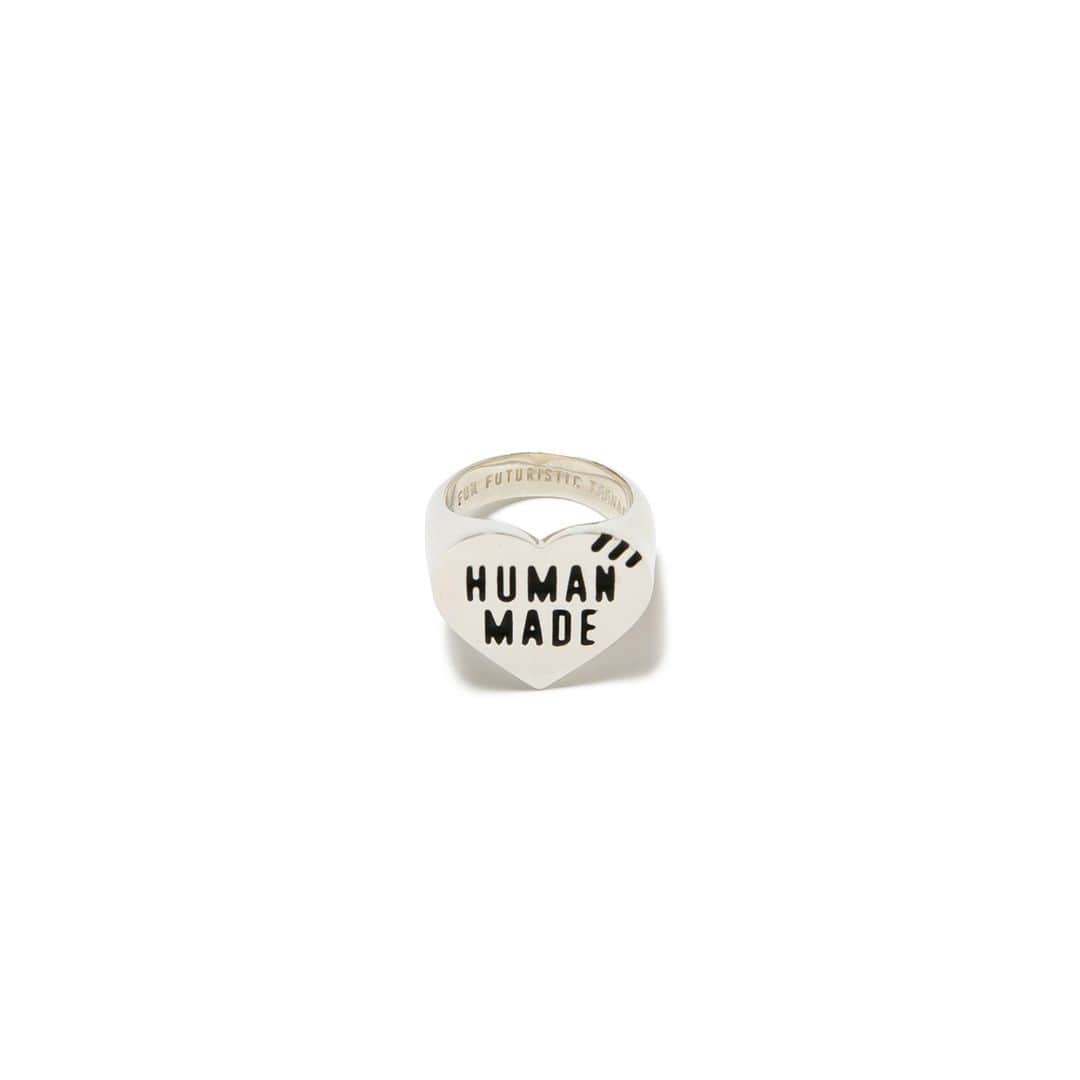HUMAN MADEさんのインスタグラム写真 - (HUMAN MADEInstagram)「"HEART SILVER RING" is available at 20th May 11:00am (JST) at Human Made stores mentioned below.  5月20日AM11時より、"HEART SILVER RING” が HUMAN MADE のオンラインストア並びに下記の直営店舗にて発売となります。  [取り扱い直営店舗 - Available at these Human Made stores] ■ HUMAN MADE ONLINE STORE ■ HUMAN MADE OFFLINE STORE ■ HUMAN MADE HARAJUKU ■ HUMAN MADE SHIBUYA PARCO ■ HUMAN MADE 1928 ■ HUMAN MADE SHINSAIBASHI PARCO  *在庫状況は各店舗までお問い合わせください。 *Please contact each store for stock status.  前面にハートグラフィックのロゴ刻印が入った、シルバーリング。バンドの内側にはGEARS FOR FUTURISTIC TEENAGERSの刻印も入っています。  Silver ring with the iconic heart logo on the front. The inside of the band is engraved with “GEARS FOR FUTURISTIC TEENAGERS”.」5月19日 11時00分 - humanmade