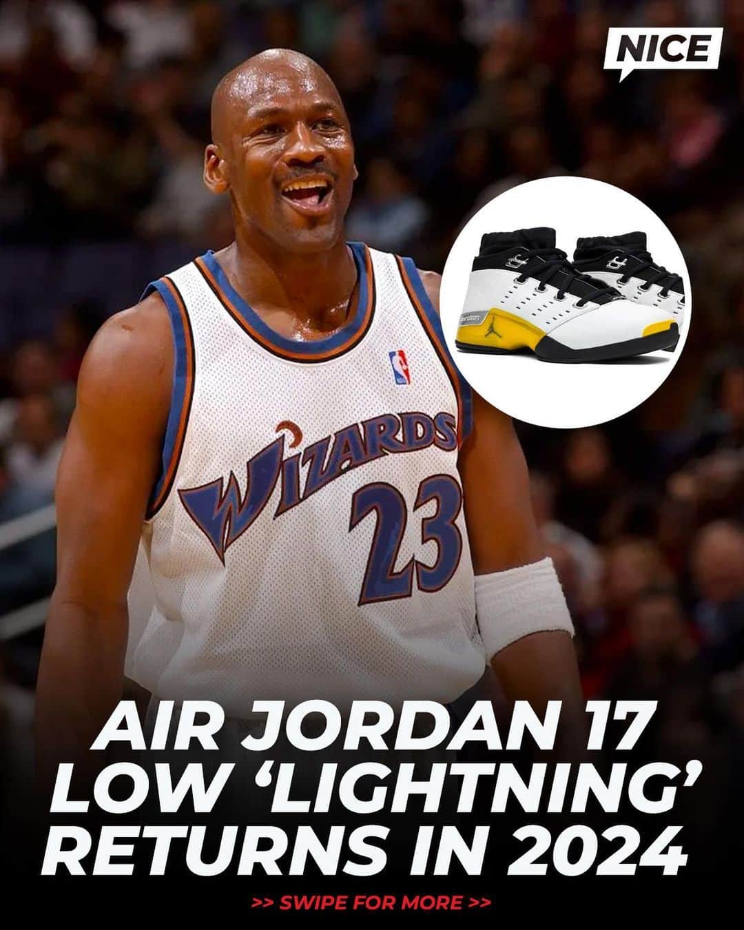 Nice Kicksさんのインスタグラム写真 - (Nice KicksInstagram)「The Nike Air Jordan 17 Low "Lightning" will be striking Spring 2024 ⚡🤩 Worth the wait? 👀 (via @soleretriever )」5月19日 12時43分 - nicekicks