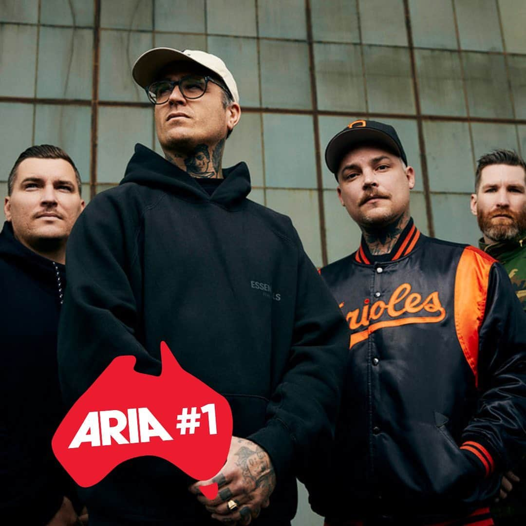 The Amity Afflictionのインスタグラム：「So Amity are afflicting the ARIA Charts this week... HUGE congrats to 🐨 @TheAmityAffliction on an incredible turn out!! 👏❤️‍🔥👏❤️‍🔥👏    {Image Description: Photo of The Amity Affliction followed by a Black and red infographic which includes an image of The Amity Affliction's album 'Not Without My Ghosts' and the ARIA Charts logo. There is text that reads as follows: #1 Aus Album, #1 Vinyl, #2 Album, Not Without My Ghosts, The Amity Affliction}    #ARIA #ARIACharts #TheAmityAfflication」