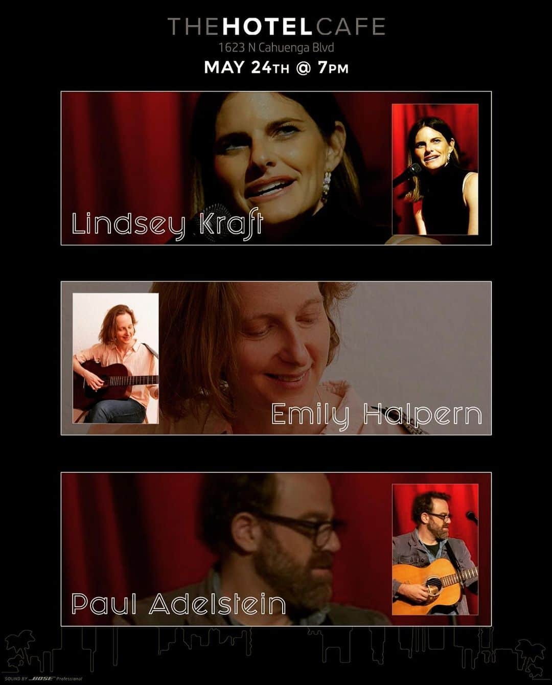 ポール・アデルスタインのインスタグラム：「Come down to @thehotelcafe on May 24 to see me and @halpern_emily and @linzkraft  and hear some songs Tix in bio」