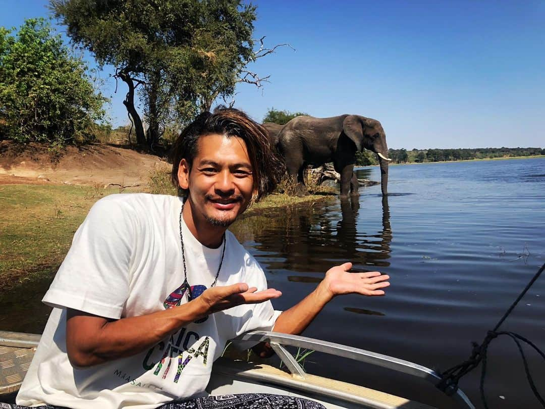 五十嵐恭雄のインスタグラム：「103ヶ国目は #ボツワナ 🇧🇼 #チョベ国立公園 に行ってきました！🐅  #サファリ に大興奮で野生の動物の迫力に圧倒されました。そして自然の中での本来の姿を見て、自分もより素直に、自然体にいれるようにとー。この感覚を忘れないー。  写真、動画もたくさん撮ったのでYouTubeにアップしようと思います！🐘  #Safari #animal #動物 #botswana  #botswana🇧🇼  #chobe #choberiver #chobenationalpark  #世界遺産 #worldheritage  #アフリカ #africa  #旅 #旅人 #trip #triper」