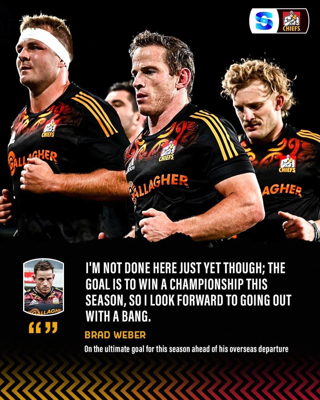 Super Rugbyのインスタグラム：「The strong finish 💪  @chiefsrugby co-captain @brad_weber9 wants to finish his run with the club this season in the best way possible.  #SuperRugbyPacific」