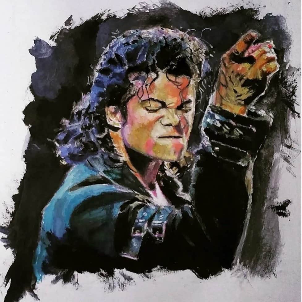 マイケル・ジャクソンのインスタグラム：「A fan shared with the MJ community this portrait of Michael performing. You can do the same here by uploading yours. Link in story. #MyMJFanArt」