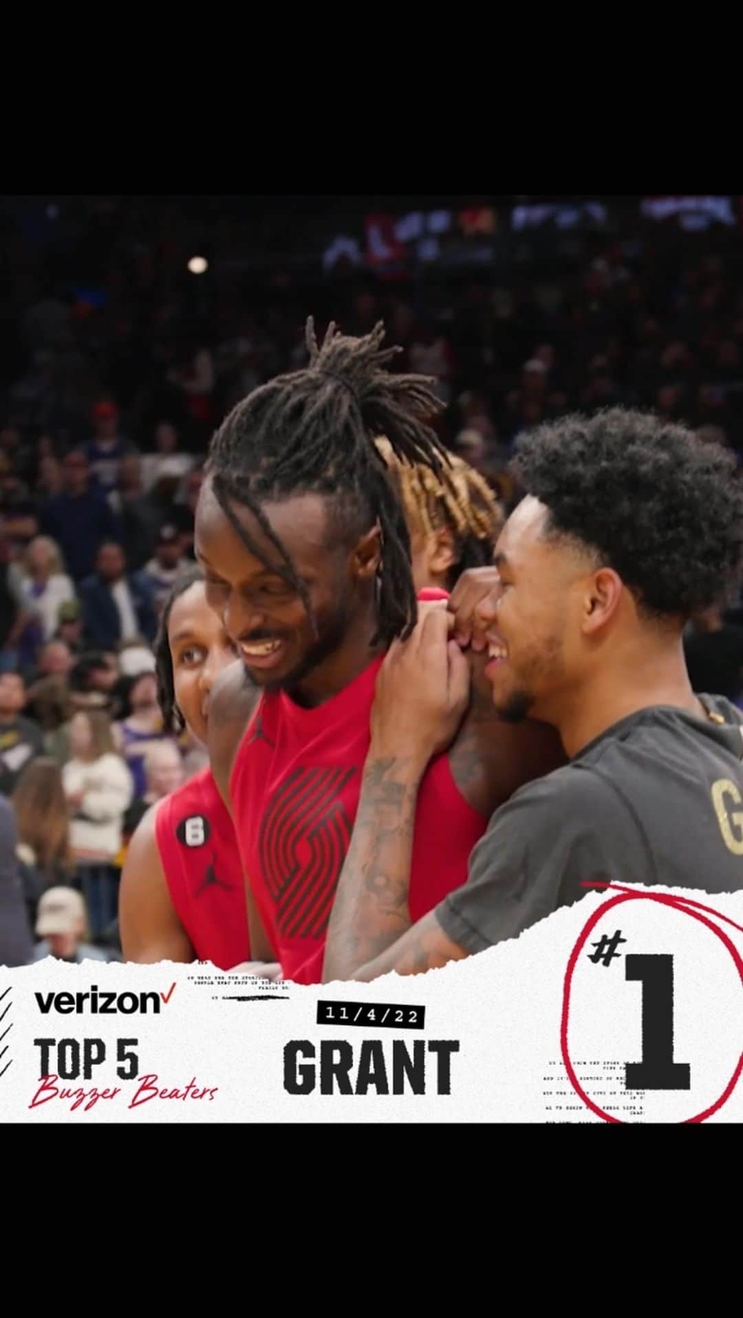 ポートランド・トレイルブレイザーズのインスタグラム：「a buzzer beater classic 😌  @verizon | top 5 buzzer beaters」