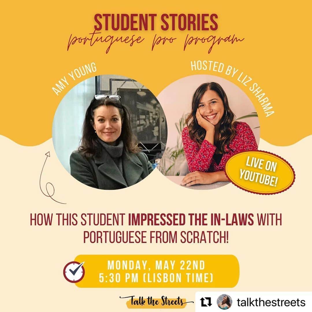 ベラミー・ヤングさんのインスタグラム写真 - (ベラミー・ヤングInstagram)「Join me & my amazing #Portuguese teacher Liz @talkthestreets on Monday for a live (on her youtube channel)  at 12:30p ET! We're gonna chat abt how impossible it seemed to learn #EuropeanPortuguese , but é muito possível with the right help, the right tools, & the right community. I'm so grateful to Liz for helping me open up a whole new level of getting to love my sweet hubby, his wonderful family, & #Portugal itself! Join us Monday! 🇵🇹🤓🥰❤️🎉 ・・・ From feeling invisible to Olympic-level success: dive into Amy's inspiring journey with Portuguese Pro! 💛  Can you relate to this scenario? 👇🏼  You find yourself surrounded by Portuguese friends and family, but you're stuck on the sidelines, unable to participate in the lively banter. It's as if you're just a houseplant, silently observing.  You know deep down that you're a vibrant and engaging person, and you hate missing out. But without the necessary language skills, you feel invisible... 🥲  Guess what? Amy, one of my incredible students, has been through it all too. However, with the bite-sized, step-by-step approach of my program, she can now laugh at jokes and feels like an integral part of the family! 🔥  If you crave the same transformation, then this 30-minute interview happening next Monday is a must-watch. Discover how Amy impressed her in-laws and get firsthand feedback on my beginner's program, Portuguese Pro! 🇵🇹   Don't miss out - subscribe to my Portuguese Pro channel now, available at the link in my bio!  See you there? Comment "Sim!" if you'll be there! 👇🏼  #linguaportuguesadicas #businessportuguese #hablaportugues #easyportuguese #estudiarportugues #languages #languagelearners #linguaportuguesadicas #learnportugueseonline #languagelove #languageskills #eufaloportugues #expatsportugal #portuguesdeboa #portugalmycountry #lisbonportugal #lisboaportugal #portuguesepro #talkthestreets #portuguesestudent」5月20日 5時35分 - bellamyyoung