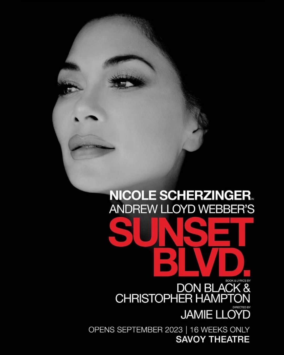 ニコール・シャージンガーのインスタグラム：「I am very excited to announce that I will be portraying the role of Norma Desmond in the iconic #SunsetBlvd. I can’t wait to think and play outside the box with brilliant, cutting edge director @jamielloyd.  And to have the honor of working again with the legend himself @andrewlloydwebber to bring this timeless masterpiece to life. “All right Mr. DeMille, I’ll be getting ready for my close up!” 🌅 🎭」