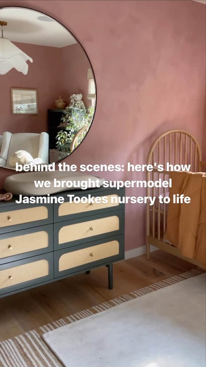 ジャスミン・トゥークスのインスタグラム：「Come along with our designers Kim and Gena as they turn a guest room into a softly moody, modern nursery for Jasmine Tookes (@jastookes) , supermodel and founder of @joja. 💕 Our team focused on pieces to match her home’s vibe: modern, polished and a little bit playful. One must-have item one her list: our bestselling @babyletto Kiwi Nursery Chair. 🙌   “As a new mom, I knew that I would be spending countless hours feeding, cuddling, and soothing my baby, and having a comfortable and supportive chair was a must.”  Love this look? Shop the whole room at our link in bio.  #NurseryDesign #NurseryInspo #BabyFurniture #BabyRoom」