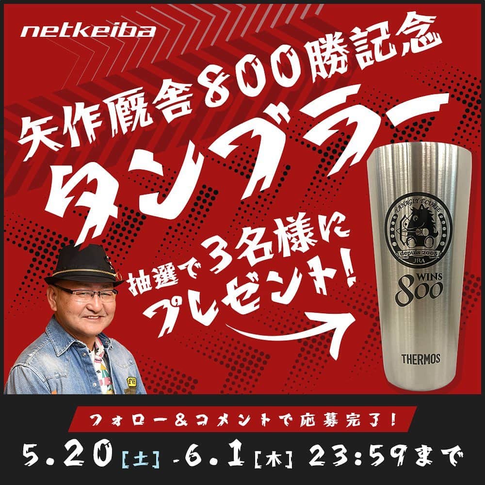 のインスタグラム：「ㅤㅤㅤㅤㅤㅤㅤㅤㅤㅤㅤㅤㅤㅤ ㅤㅤㅤㅤㅤㅤㅤㅤㅤㅤㅤㅤㅤㅤ 【 プレゼントのお知らせ ꉂꉂ📣 】 ㅤㅤㅤㅤㅤㅤㅤㅤㅤㅤㅤㅤㅤㅤ いつも netkeibaインスタグラムを ご覧いただき ありがとうございます 𓏗𓏗 ´- ㅤㅤㅤㅤㅤㅤㅤㅤㅤㅤㅤㅤㅤㅤ 先日JRA800勝を達成された #矢作芳人 厩舎❤️‍🔥のオリジナルタンブラーを 矢作厩舎よりご提供いただきました🥳  こちらのすてきなタンブラー✨️を、 フォロワーの皆様の中から 抽選で3名様にプレゼントいたします🤩  応募方法、注意事項をよくご確認ください！ ご応募の際は 矢作厩舎への応援コメント📣✊🏻💘を どしどしお待ちしておりま〜す❣️ ㅤㅤㅤㅤㅤㅤㅤㅤㅤㅤㅤㅤㅤㅤ 【応募方法】 ①このアカウント(@netkeiba)をフォロー ②この投稿にコメントを下さい♡ 保存🎀すると当選率アップ😳！？ ㅤㅤㅤㅤㅤㅤㅤㅤㅤㅤㅤㅤㅤㅤ 【応募期間】 2023/5/20(土)〜2022/6/1(木)23:59まで ㅤㅤㅤㅤㅤㅤㅤㅤㅤㅤㅤㅤㅤㅤ 【当選者数】 3名様 ㅤㅤㅤㅤㅤㅤㅤㅤㅤㅤㅤㅤㅤㅤ 【当選発表】 ・当選者の方には、当アカウントからDMでご連絡させていただきます。 ・DM送付後、2日以内にお返事がない場合はいかなる場合も当選無効の上、再抽選させていただきます。 ・発送にお時間をいただいております🙇‍♂️ ㅤㅤㅤㅤㅤㅤㅤㅤㅤㅤㅤ 【注意事項】 ・アカウントが非公開設定の方は対象外となります。 ・選考にまつわるご質問などはお受けしておりません。 ・当選発表はご当選者様へのDMを持って代えさせていただきます。 ㅤㅤㅤㅤㅤㅤㅤㅤㅤㅤㅤㅤㅤㅤ ⚠️ なりすましにご注意ください ⚠️ netkeiba公式アカウントは(@netkeiba)のみです。 アカウント名を必ずご確認ください。 キャンペーン当選時は、DM経由で専用フォームから送付先情報を入力頂きます。 . . #instahorse #horsetagram #thoroughbred #horseracing #horse #horseofinstagram #jockey #keiba #競馬 #instagood」