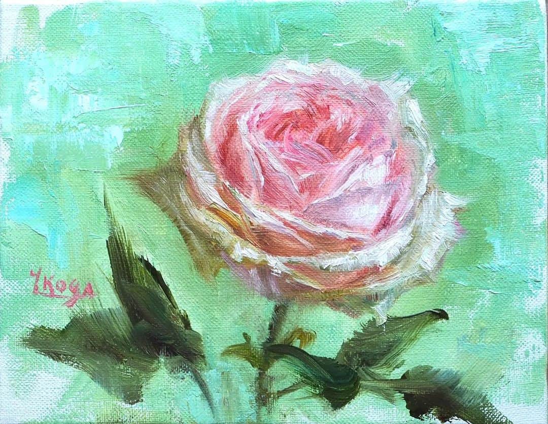 古賀陽子のインスタグラム：「#バラ #rose  #油絵 #絵画のある暮らし #絵のある暮らし #美術好きな人と繋がりたい  #アートコレクター # #神戸 #西宮 #現代アート #近代アート #美術 #ギャラリー #アートワーク #美術館 #展覧会 #japaneseartist #figurativepainting #figurativeart #artcollector #exhibit #exhibition #gallery  #artistsoninstagram #contemporaryart  #artwork #painting #古賀陽子 #yokokoga」
