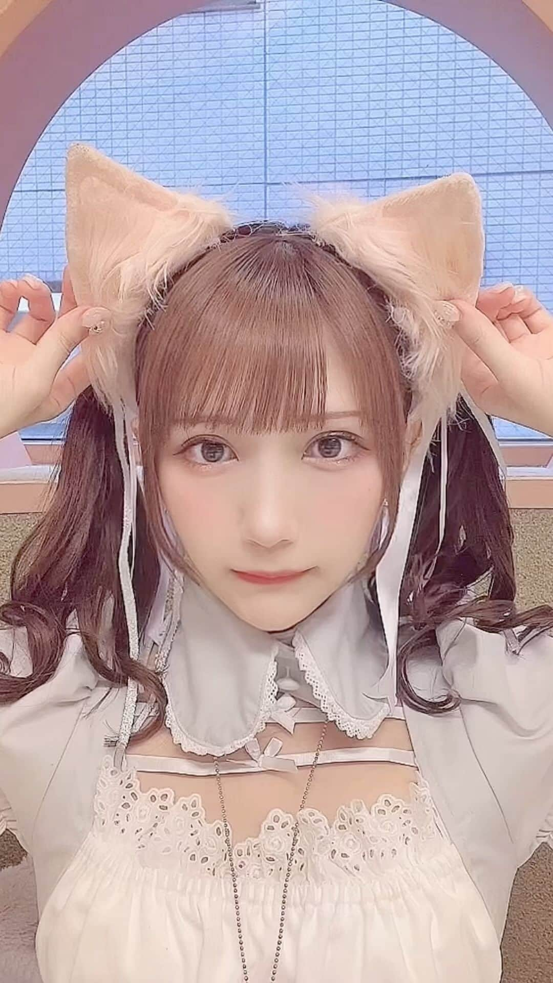 小日向くるみのインスタグラム：「「にゃーん🐱」     #猫カフェ #僕と猫 #catcafe #costume #猫耳  #japanesegirl #japan_of_insta #followme #kawaii #職業天使 #君の彼女 #裸眼 #裸眼女子」