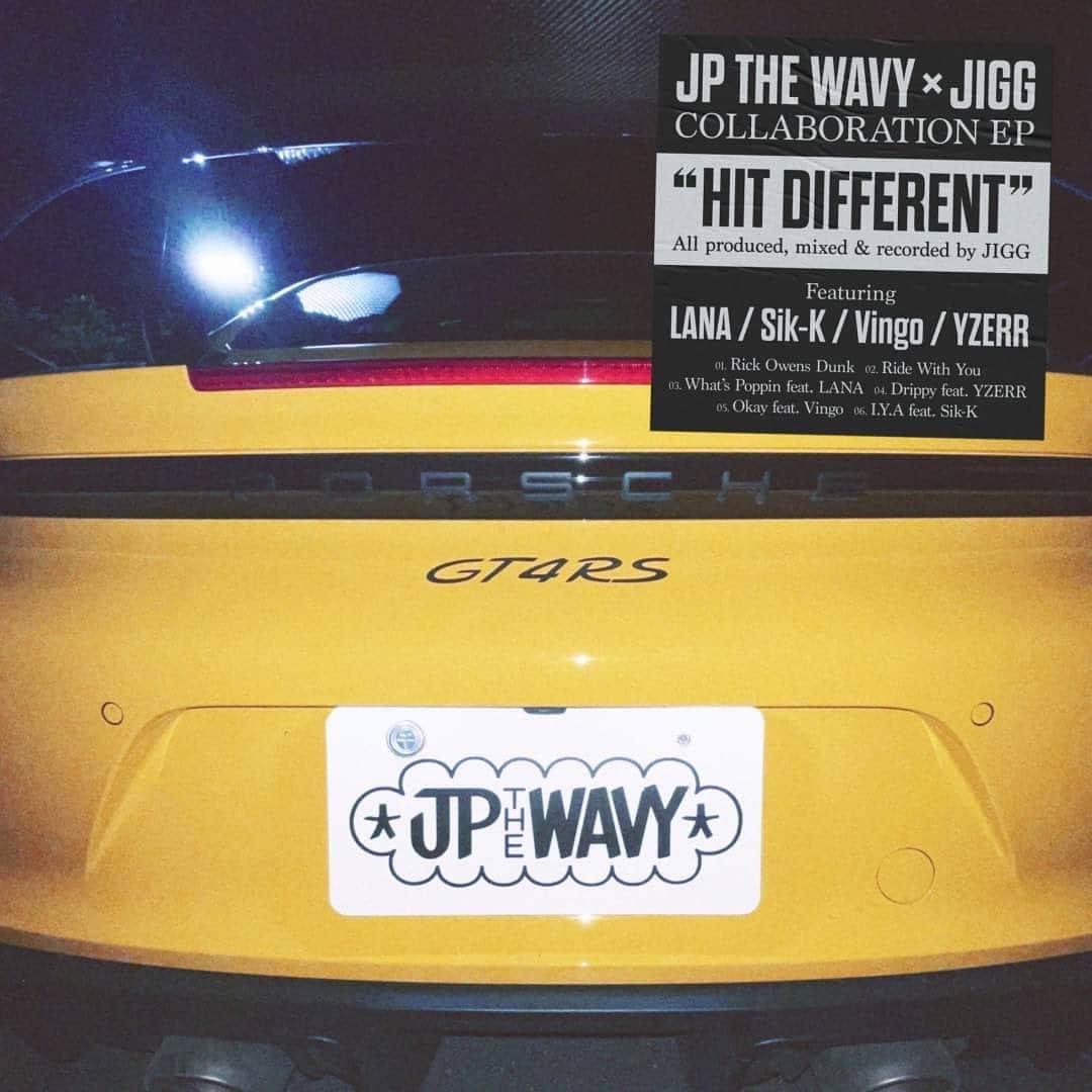 JP THE WAVYのインスタグラム：「やっと発表できる！🔥 NEW EP OTW🚀🌊  JP THE WAVY & JIGG『Hit Different』 2023.05.24 (Wed) Release  01. Rick Owens Dunk 02. Ride With You 03. What’s Poppin feat. LANA 04. Drippy feat. YZERR 05. Okay feat. Vingo 06. I.Y.A feat. Sik-K」