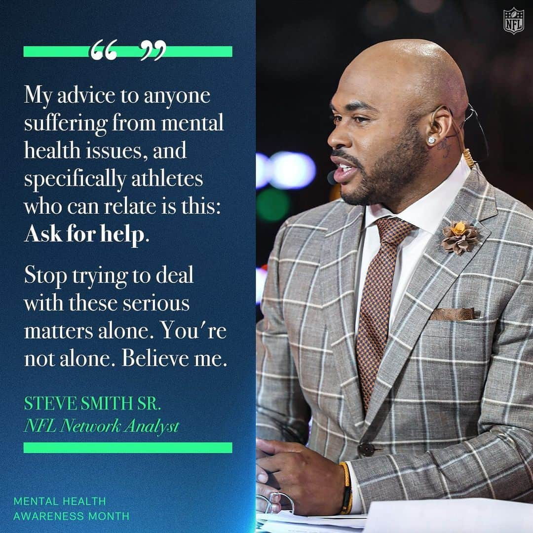 NFLさんのインスタグラム写真 - (NFLInstagram)「NFL Network Analyst @stevesmithsr89 is using his platform to encourage people and players to seek help and community when battling mental wellness issues. You are never alone. 💚#Mentalhealthawareness」5月21日 8時36分 - nfl