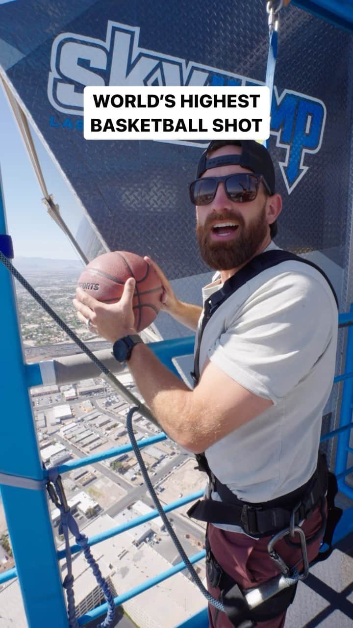 Dude Perfectのインスタグラム：「THE WORLD’S HIGHEST BASKETBALL SHOT. 🏀」