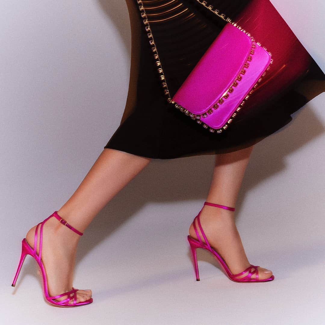Aquazzuraのインスタグラム：「The perfect match: take center stage with the All I want Sandal 105 and the Galactic Crystal Mini Bag   #AQUAZZURA  #AQUAZZURASandal  #AQUAZZURABags」