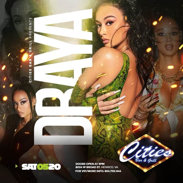 Draya Micheleのインスタグラム：「VIRGINIA 🚨EVENT ALERT‼️🚨 😮🥴🤤@drayamichele🤤🥴😮 🗓️TONIGHT, SAT.MAY20TH // 9PM-2AM🗓️ 📍Cities Bar & Grill (8004 W Broad St / Henrico, VA) For Sections & Tables ☎️ 804.759.1444 Follow @citiesbar For Upcoming Events」
