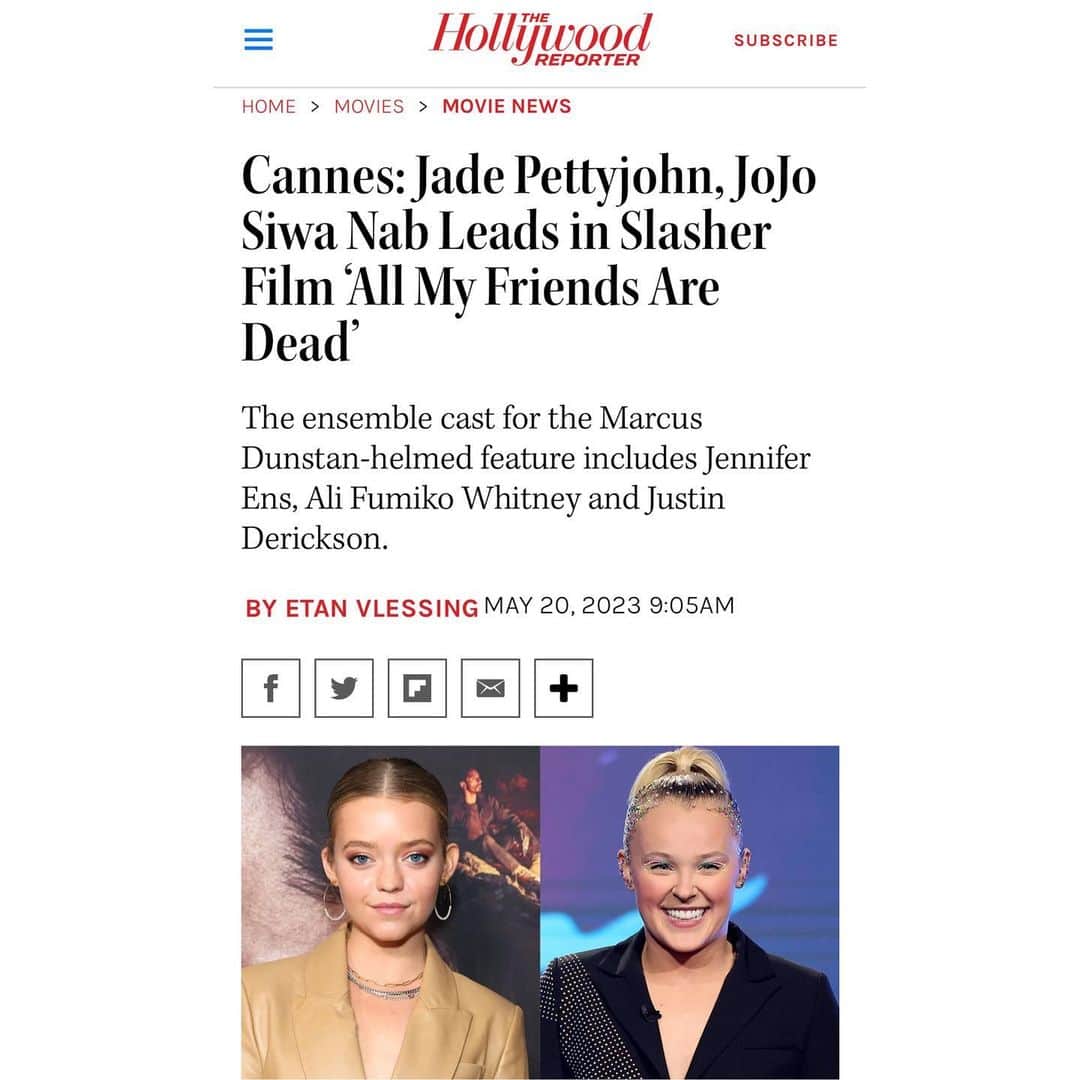 ジェイド・ペティージョンのインスタグラム：「All My Friends are Dead coming soon…🔪🎬」