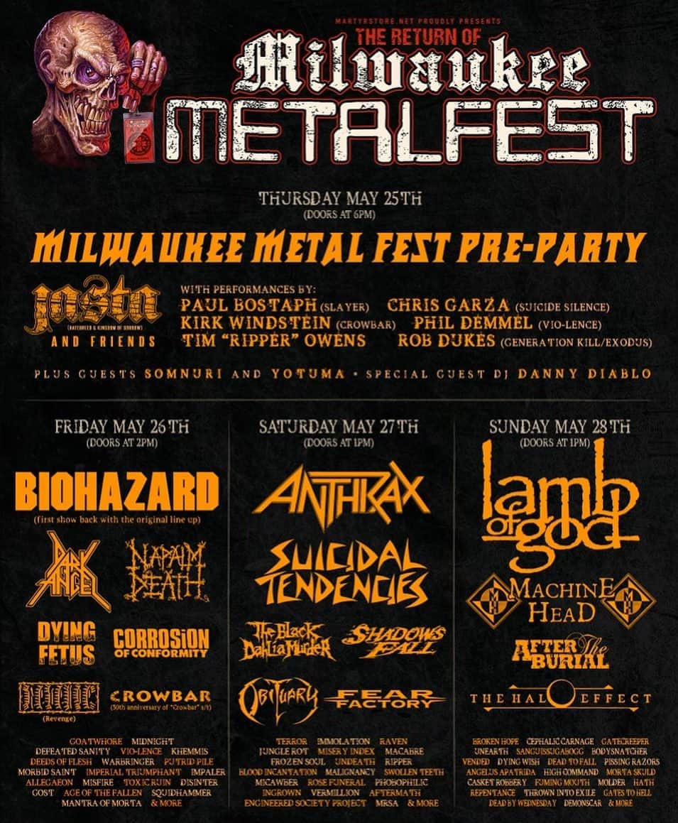 コリィ・テイラーのインスタグラム：「It’s BACK.  The Motherfucker of the Midwest is coming back to shake the foundations. Get your tickets now at therave.com/MetalFest」