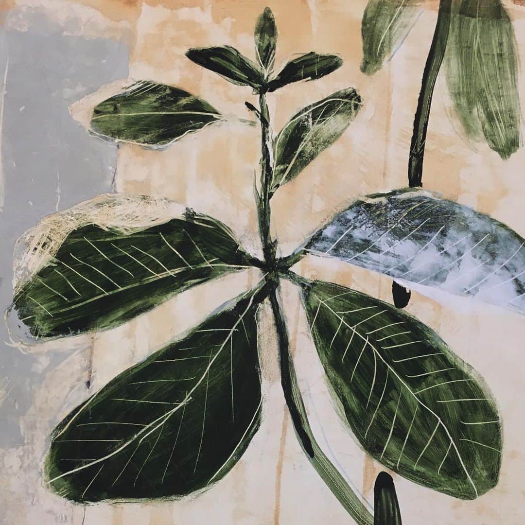 Uzo Hiramatsuのインスタグラム：「past work #painter #Japan #fukuoka #contemporaryart #painting #drawing #mixedmedia  #green #plant」