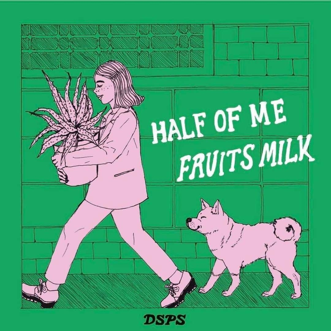 Helmet&Underground RIKOさんのインスタグラム写真 - (Helmet&Underground RIKOInstagram)「artworks for DSPS🌷  5/25に発売する、DSPSの新作7インチ「half of me / fruits milk」のイラストを手掛けました。ゆらりとやさしい気持ちになる音楽🍓🥛  今週来日し、リリースパーティもあるので、先行配信されている新曲と合わせて是非チェックしてみてください！ @dspstw 🌷 @bigromanticrecords ❤️ @airheadrecords 🌵」5月21日 18時56分 - rikohelmet