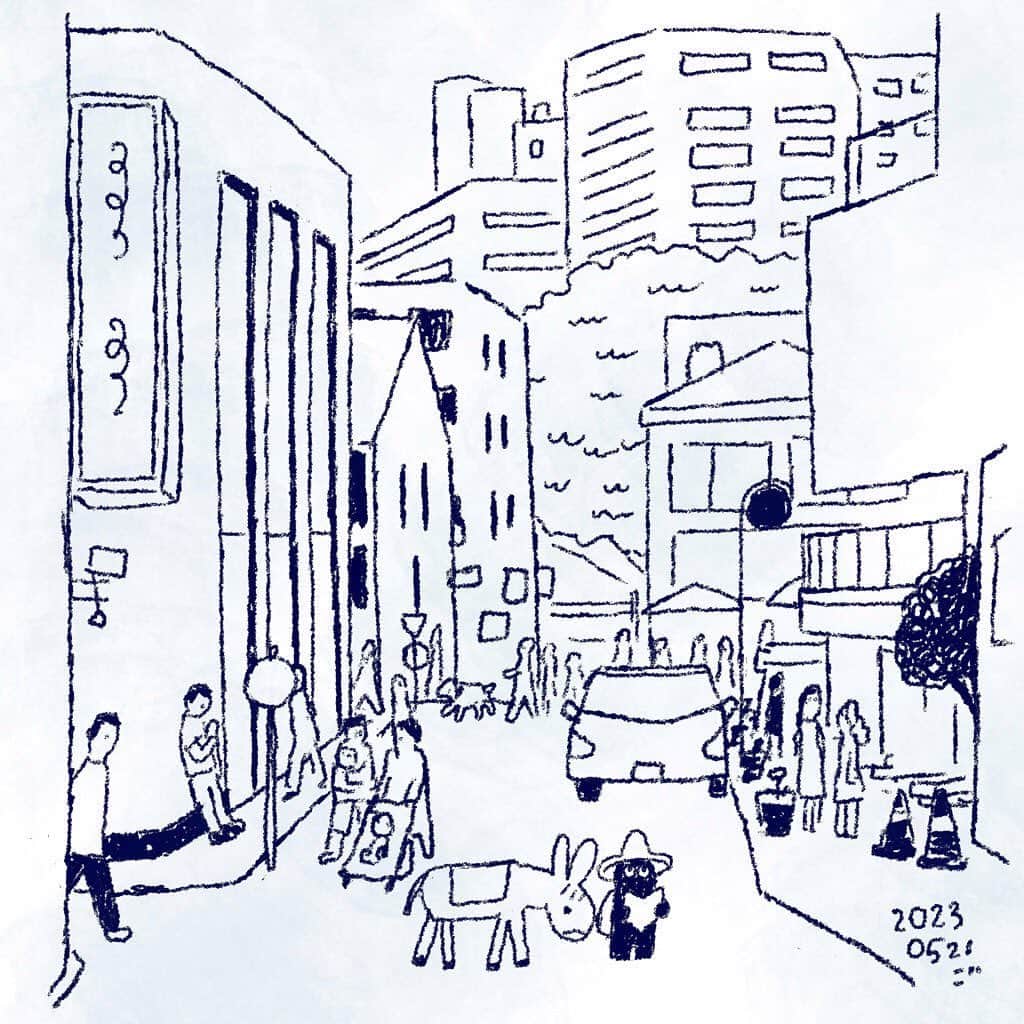 合田経郎のインスタグラム：「お店を探す。 #週末スケッチ　#らくがき生活　#sketch」
