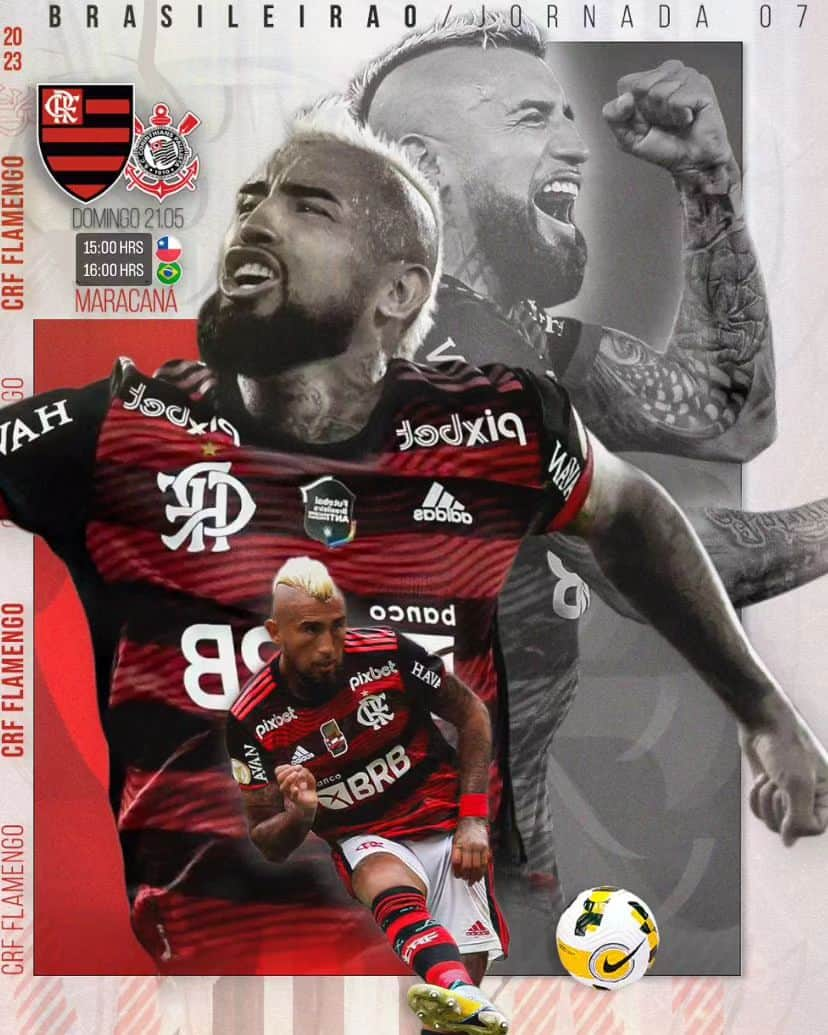 アルトゥーロ・ビダルのインスタグラム：「Flamengo ❤️🖤  #FLAxCOR #VamosFlamengo」