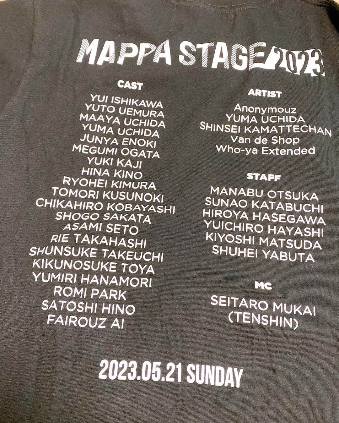 瀬戸麻沙美さんのインスタグラム写真 - (瀬戸麻沙美Instagram)「今日だけのMAPPATしゃつ👕✨ そして宇宙スカート🪐🌟 背中には出演者キャストアーティストMCさんスタッフさんのお名前がありました😌運営スタッフの皆様お疲れ様でした！遊びに来てくれたみなさんも楽しい1日になりましたでしょうか？前の方の方は表情も見えて、嬉しかったです☺️ #呪術廻戦 #mappastage2023」5月22日 1時16分 - seto_asami