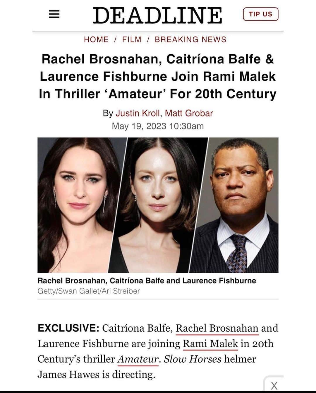 カトリナ･バルフのインスタグラム：「Very excited to be joining this amazing cast!! This is going to be a fun one. 💙 #amateur @20thcenturystudios」