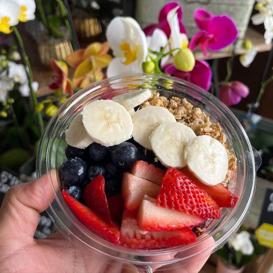 のインスタグラム：「Açaí every day💜  サンバゾンのアサイーボウルは、オーガニック＆フェアトレード認証✨ 毎日食べたくなるほど、美味しくて、健康に良くて、そして地球環境にも良いって最高です💜🥣😆👍🏻🇧🇷  #アサイー  #アサイーボウル  #オーガニック #フェアトレード  #サスティナブル」