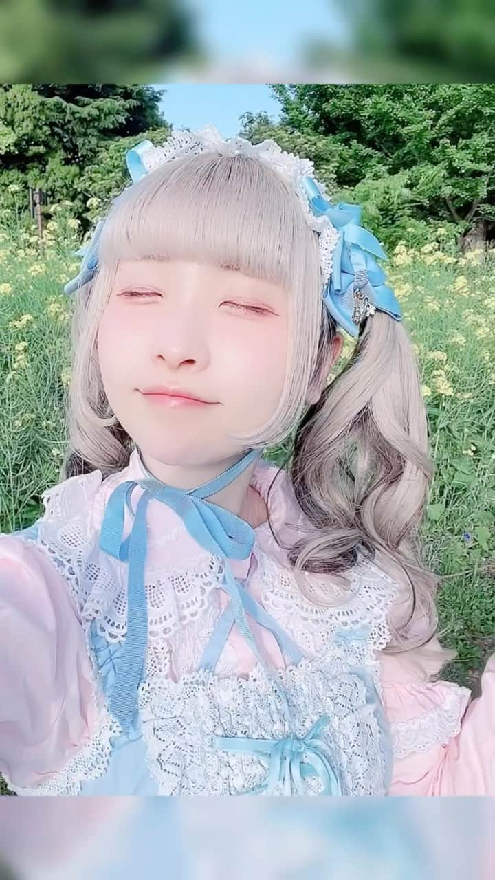 ようなぴのインスタグラム：「ネモフィラ畑💠と菜の花畑🏵 #lolita #lolitafashion #lolitastyle #lolitastyle #lolitagirl #japanesegirl #japanesefashion #ロリィタ #babythestarsshinebright @babythessbofficial」