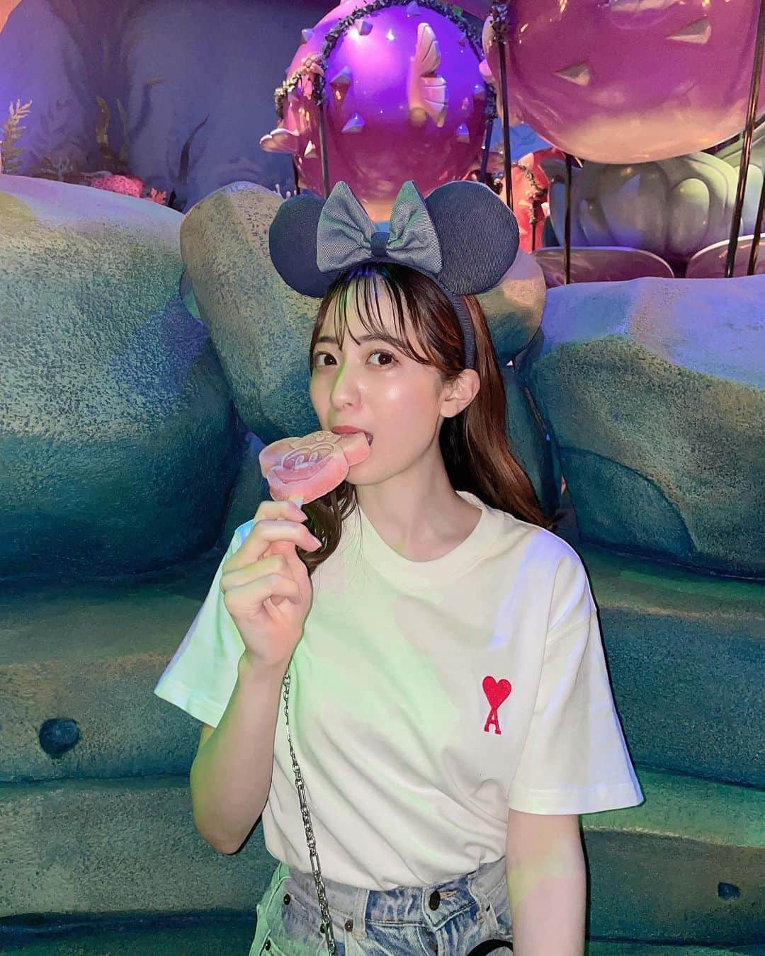 農海姫夏のインスタグラム：「夢の国🐭🏰🤍 とんでもなく暑い日だった☀️ ・ ・ #disneysea」