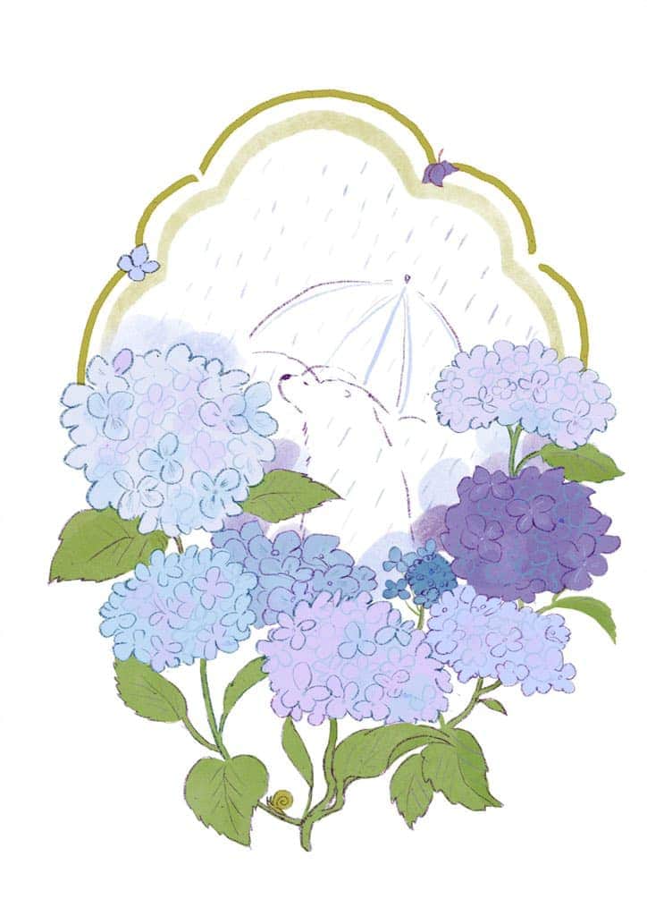 momoroのインスタグラム：「#ももろ#illustration #イラスト #紫陽花#あじさい　#アジサイ」