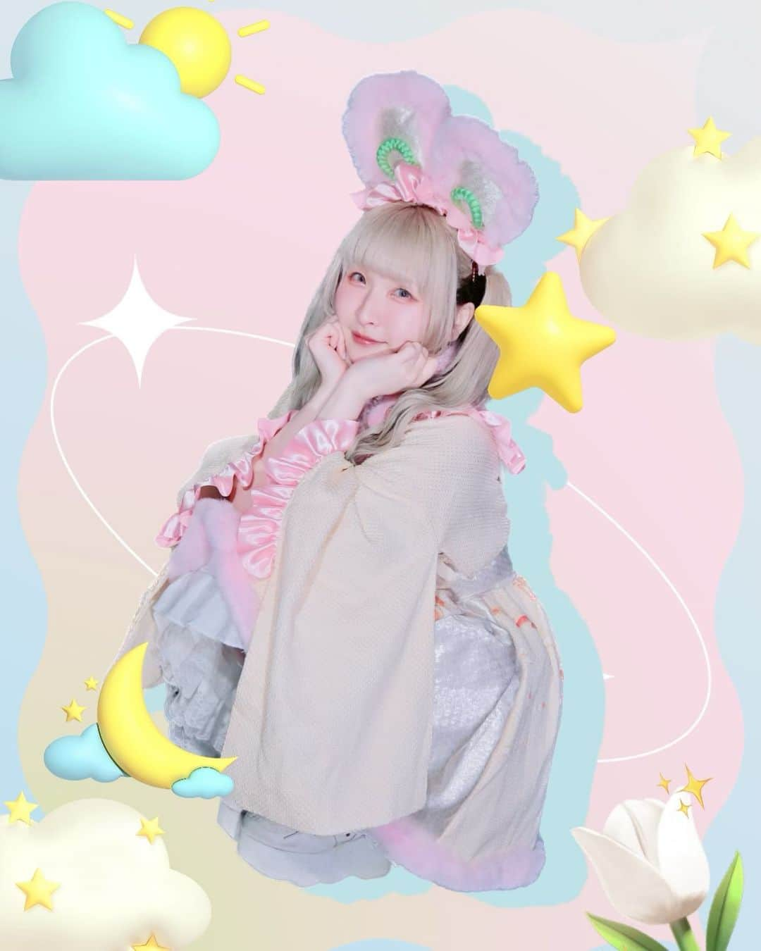 ようなぴさんのインスタグラム写真 - (ようなぴInstagram)「🌙☁️⭐️🌷☀️🐰  #costume #衣装 #衣装製作 #うさぎ　#fashion #japanesegirl #着物アレンジ #着物リメイク#japanesefashion #japaneseart」5月22日 8時56分 - younapichan