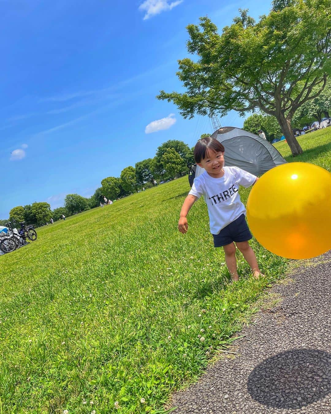 渡部太基さんのインスタグラム写真 - (渡部太基Instagram)「. わたべんちの日曜日☀️ #ピクニック #虫取り #蝶々12匹GET #芝生は裸足で #きゅうり1人2本まで」5月22日 15時23分 - daikick7