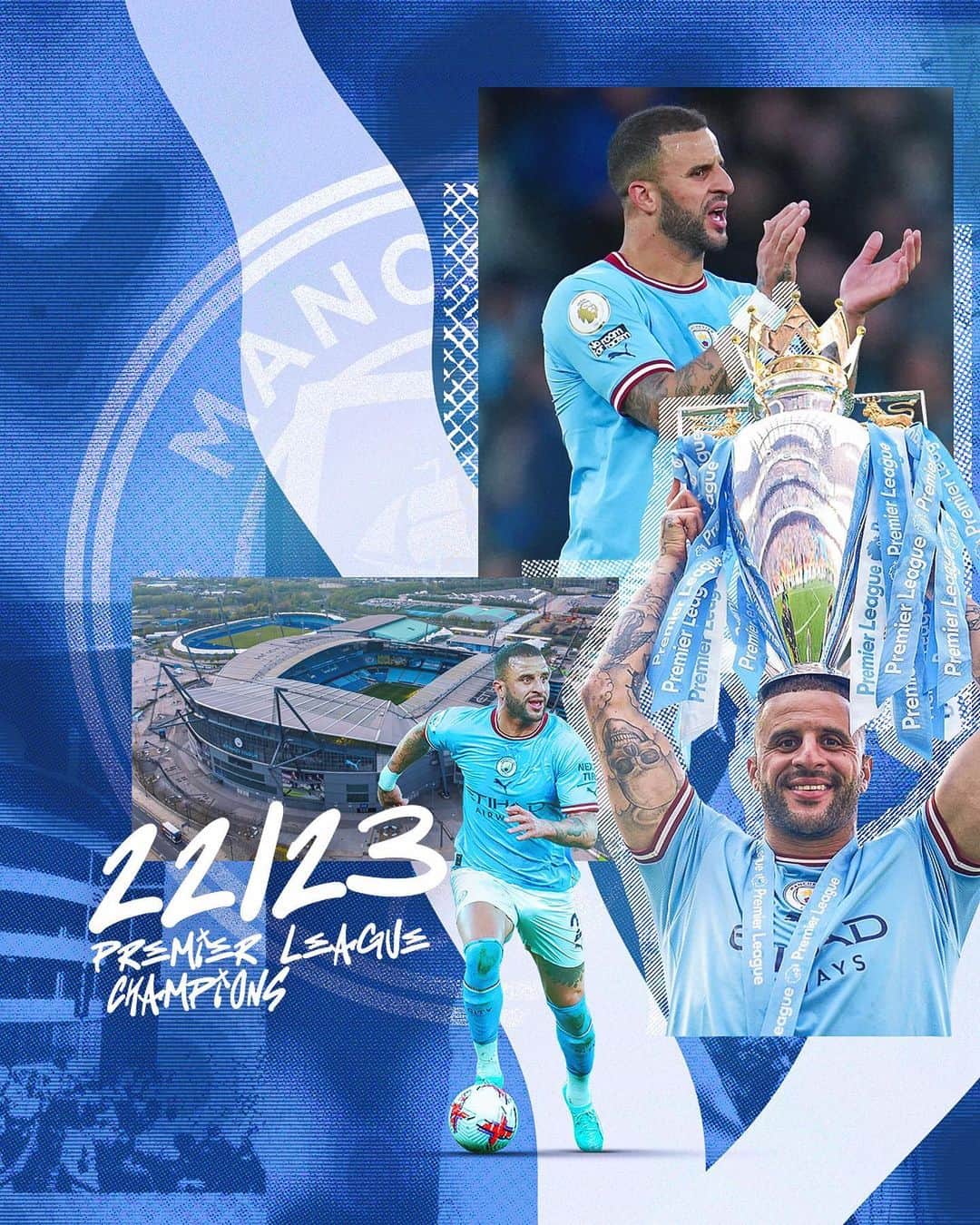 カイル・ウォーカーのインスタグラム：「5 Premier league trophy’s with this brilliant football club  🏆🏆🏆🏆🏆」