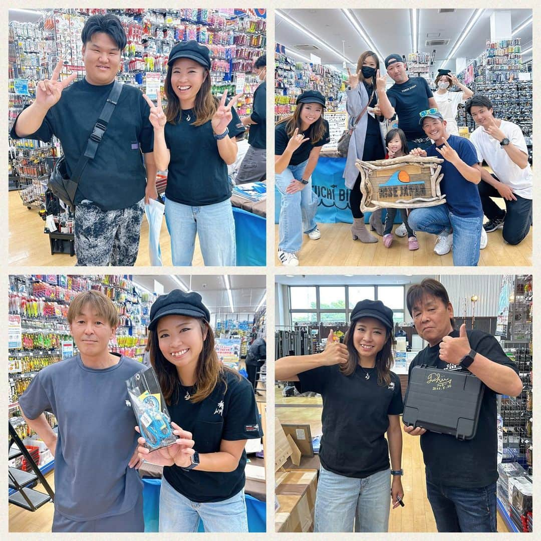 渕上万莉 さんのインスタグラム写真 - (渕上万莉 Instagram)「週末の店頭イベント フィッシングイチバン池田店さま✨  遊びに来てくれた皆様、スタッフの皆様、本当にありがとうございました😆🌴  みんな良い感じに焼けてきたねぇ☀️ 夏が来たって感じで終始汗だくでした🐖💦  ここは私が産まれた街。 おばあちゃんち🏠から歩いて行けるお店なので帰りに顔見てきたよ☺️✨  元気そうです良かった❤️ また美味しいお魚釣って送るよー🎣🚚☀️  #イチバン池田  #店頭イベント #risejapan #fuchibite  #フッチー #渕上万莉」5月22日 19時15分 - mari_fuchigami