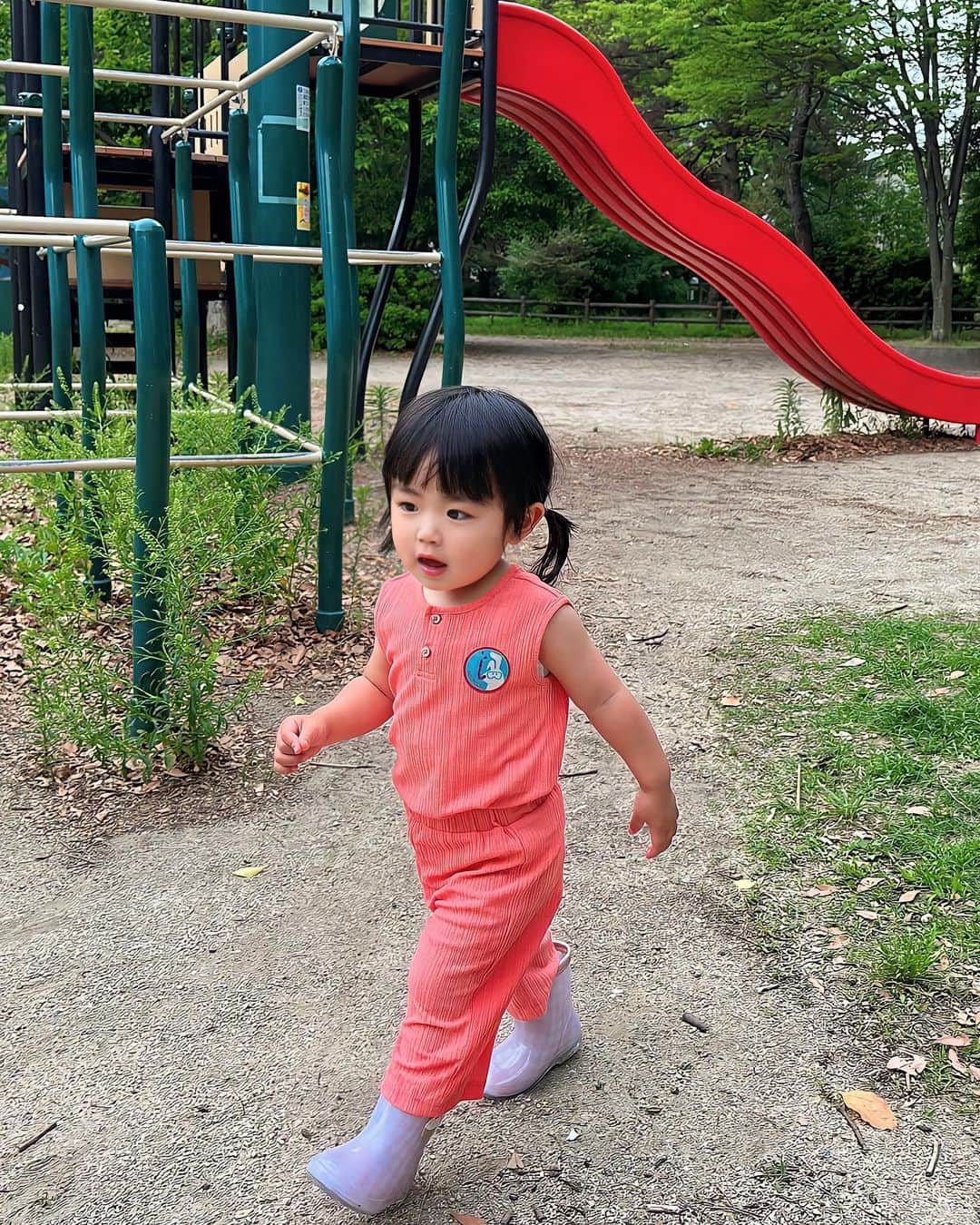 都築青空さんのインスタグラム写真 - (都築青空Instagram)「むすめふく👧🏻  🏷 @moimoln.jp  ”ReRe”シリーズ。 リサイクル再生ポリ素材を使用した、 肌触りの涼しい洋服🧡  ✔︎【ReReアイテム】ノースリーブトップス ✔︎ 【ReReアイテム】8分丈ワイドパンツ  1y7mで、 サイズはどちらも90sizeです🫶 雨上がりのため 長靴にハマっております😇  #moimoln #モイモルン #子供服 #ベビー服 #moimolnコーデ #moimolnアンバサダー #1歳7ヶ月 #女の子コーデ #むすめ服 #rere #モイスマイル #moismile #サスティナブル」5月22日 20時29分 - aozora723