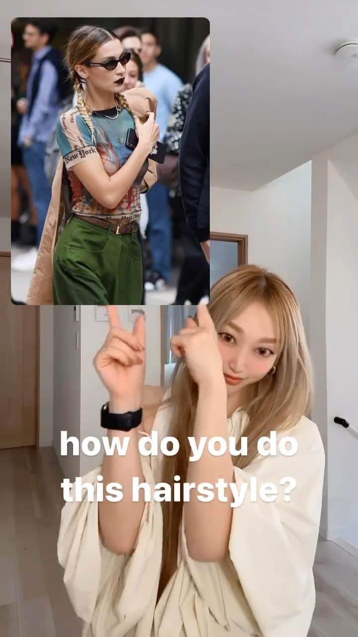 のインスタグラム：「styling hair bella hadid🫶 @bellahadid  natural twist♡  styling agent  @modenica_styling   #styling hair #hair #hairstyle  #hairstyles」