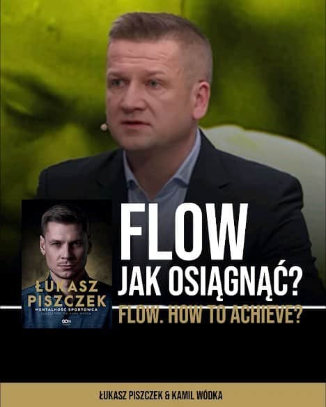 ウカシュ・ピシュチェクのインスタグラム：「"Nie ma jednoznacznej recepty na to, jak osiągnąć stan FLOW.  Po prostu robisz swoje. Koncentrujesz się na tym, co składa się na twój „dobry MindSet”.  Jak go najprościej opisać? „Cieszę się grą i wykonuję swoją pracę, tu i teraz”. I właśnie przy takim nastawieniu zdarza się, że wchodzimy we FLOW.  Sportowcy zdają sobie sprawę, że znajdowali się w tym stanie często dopiero po rozegranym meczu, czy po zakończeniu zawodów. Ale oglądając ich rywalizację czasami można wyczuć, że udało im się w to wejść. Wejść lub też nie. Bywa i tak, że FLOW jest gdzieś daleko od nich. Widać wtedy, że męczą się sami ze sobą, ręcznie sterują swoim działaniem.  Tutaj mówimy o meczu, gdy FLOW najpierw się pojawił, a następnie po prostu ulotnił po „uderzeniu w plecy”. #MentalnośćSportowca」