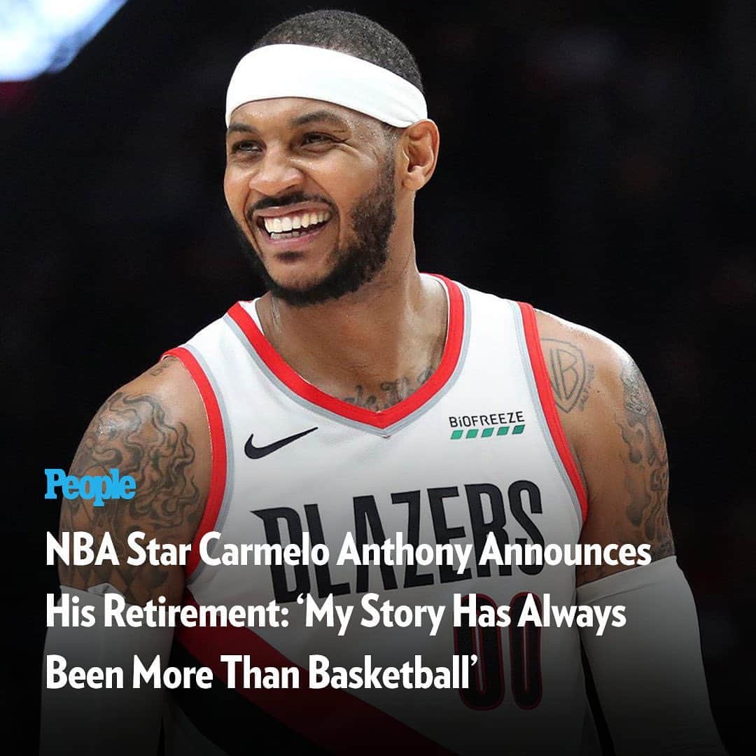 People Magazineさんのインスタグラム写真 - (People MagazineInstagram)「NBA star Carmelo Anthony has officially announced his retirement from basketball. 🏀 The 10-time NBA All-Star shared a video with the news, ending the "bittersweet" announcement by telling fans he's excited to see what the future holds for him and now he's proud to be passing "the torch" to his son, Kiyan Anthony. Watch the full video at the link in our bio. | 📷: Abbie Parr/Getty」5月23日 1時53分 - people