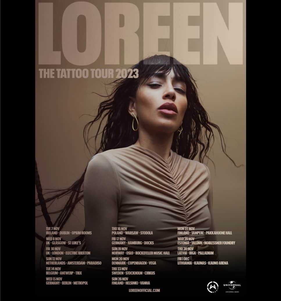 ロリーンのインスタグラム：「Can’t wait to be reunited on stage with you all! The Tattoo European Tour dates are out now, more info in my bio”🧘🏾‍♀️🤍」