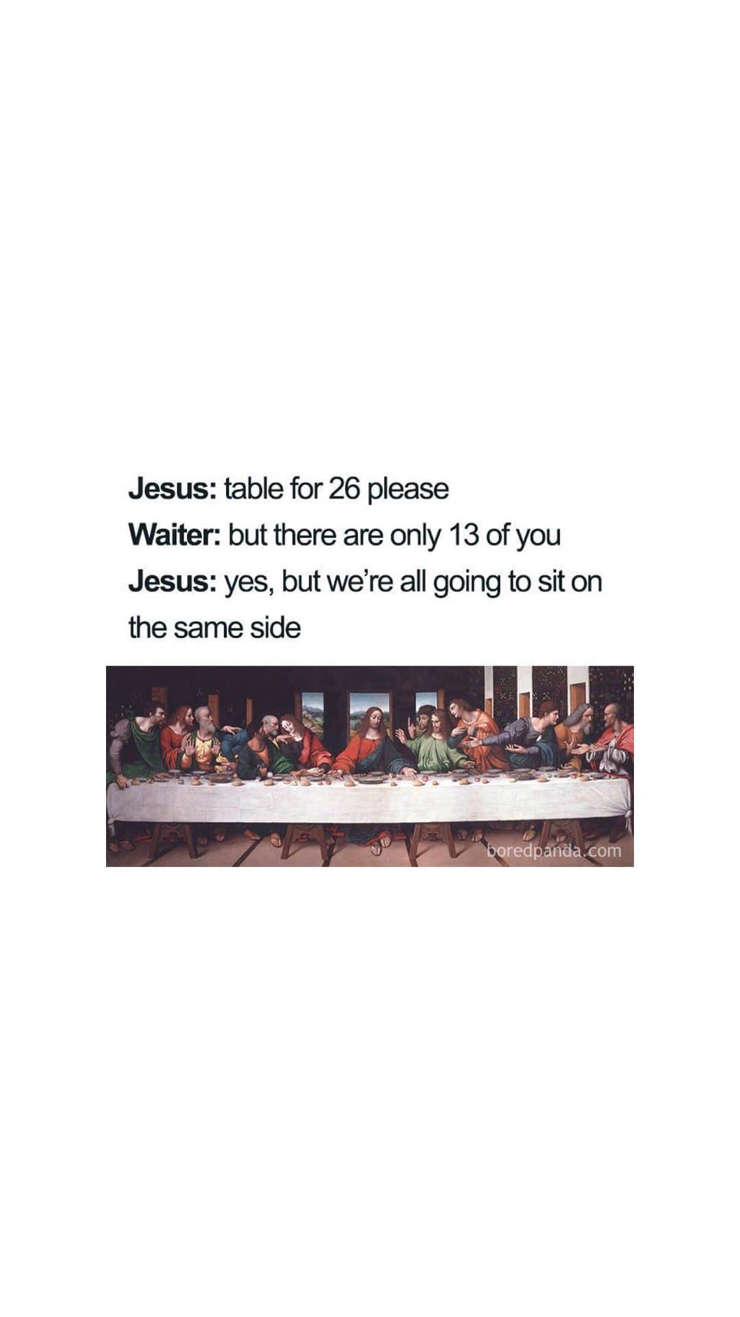 ベッキー・クルーエルのインスタグラム：「disciples turning up to wagas like 🪑🪑🪑🪑😂   #arthistory #davinci #leonardodavinci #historicmemes #arthistorymeme #arthistorymemes」
