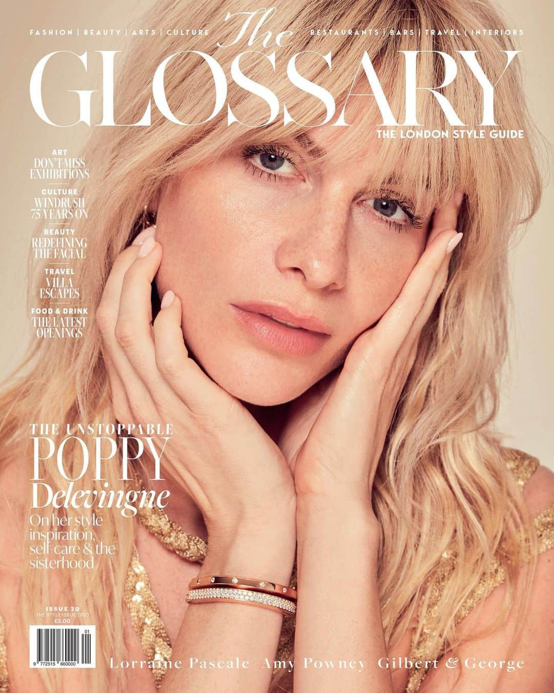 ポピー・デルヴィーニュのインスタグラム：「New cover story (& bangs 😋) for @theglossarymagazine   Dreamiest teamiest,  @matteaston  @karenclarkson  @sandracooke using @armanibeauty @danielmartin81  @emilyroselansley  @jos_post @springstudios  *Link in BIO for full article… ✨ Words by @frannybabb」