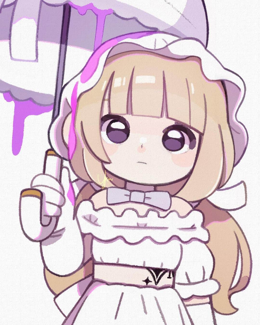 ユキノシュガーのインスタグラム：「#drawing#illustration#original#originalcharacter#white#lolitafashion#lolita#girl#umbrella」
