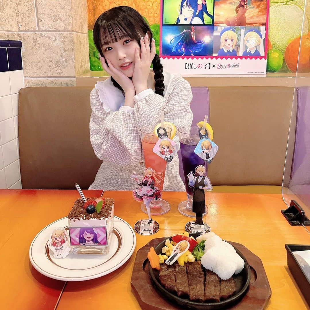 のインスタグラム：「🩷🩵🩷🩵  推しの子にどハマリ！！ルビーとアクアが好きです🫶🏻 推しの子コラボのスイパラに行ってきたやつ〜！！   #推しの子  #スイパラ  #スイパラコラボ  #スイーツパラダイス #オタ活」
